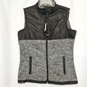 Snozu Womens Performance Black & Gray Polyester Zip-up Vest Size Large